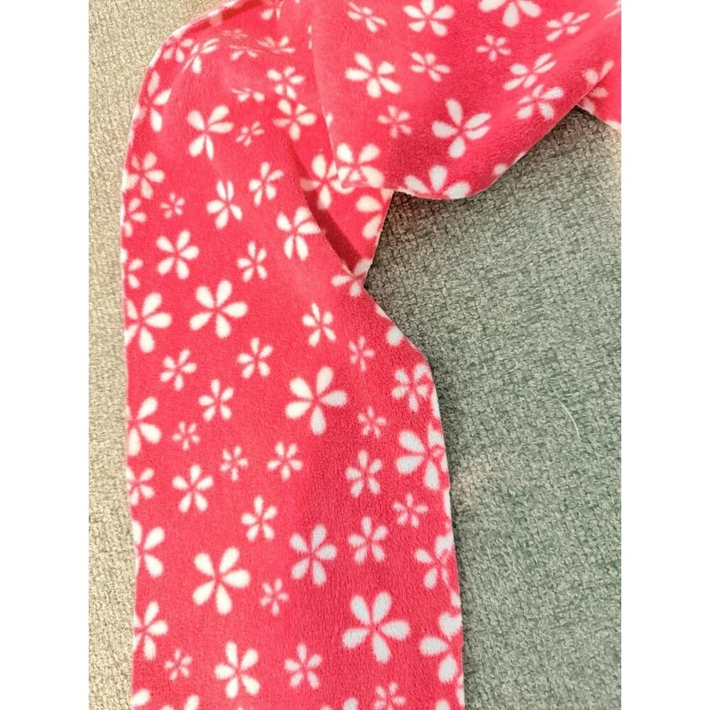 Pink floral fleece scarf w frindge soft cozy winter Accessory approximately 56